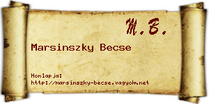 Marsinszky Becse névjegykártya